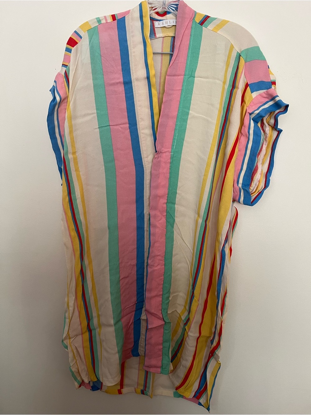Karlie Multicolor Vertical Stripe Casual Button-Down Shirt